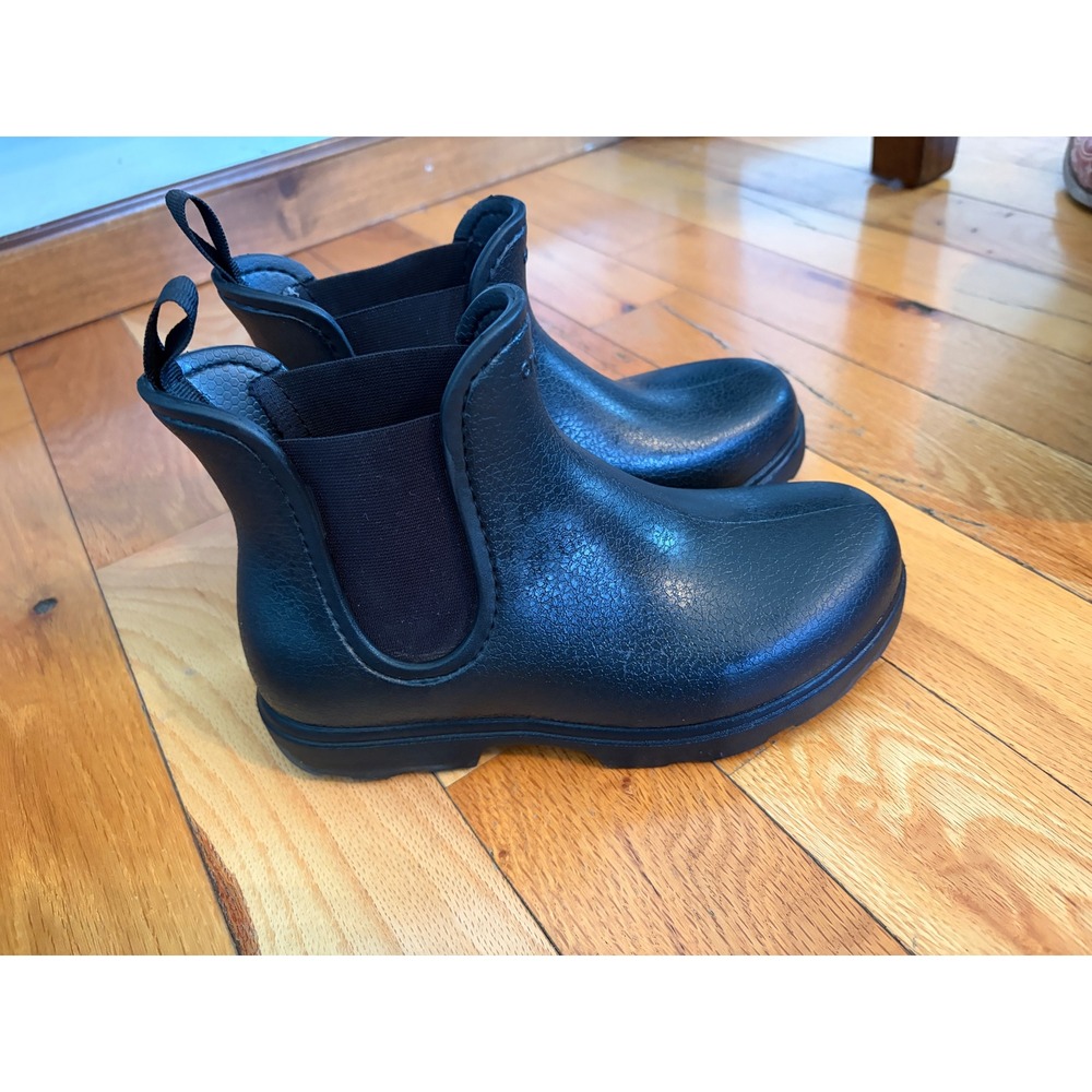 Crocs Dylan Chelsea Black Rubber Boots Ankle Rain Waterproof Women's 6